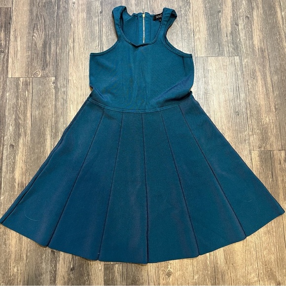 ANGL Sleeveless Halter A Line Knee Length Green Fit & Flare Dress Party Size L - Picture 4 of 15